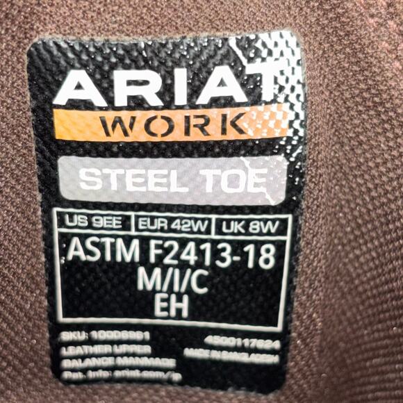 Ariat Work Steel Toe Boots Men’s 9 EE Wide ASTM F2413 Brown Western main image 8